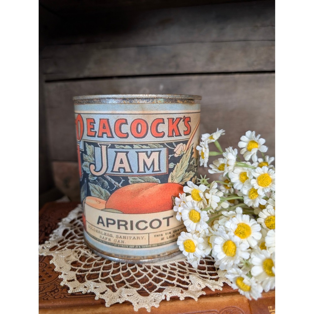 Peacocks APRICOT JAM Vintage Inspired APRICOTS Rusted Can - Pint